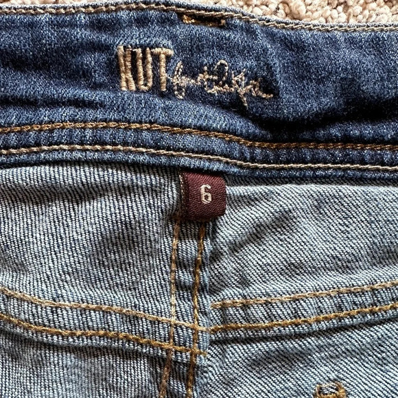 Kut from the Kloth Dark Wash Raw Hem Double Button Bermuda Shorts- Women's 6 - Picture 6 of 11